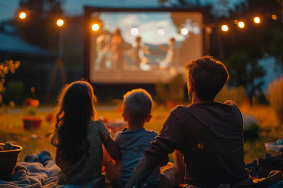 home theater with speakers