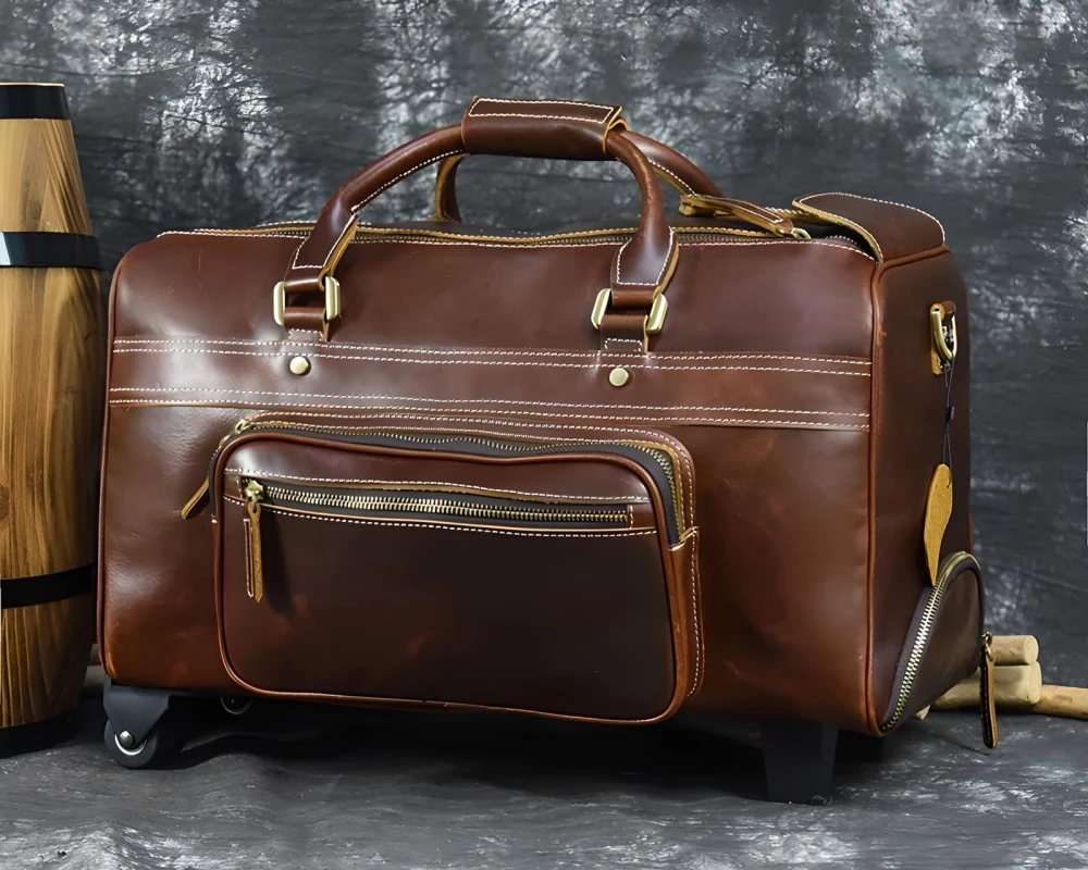 leather rolling carry on luggage